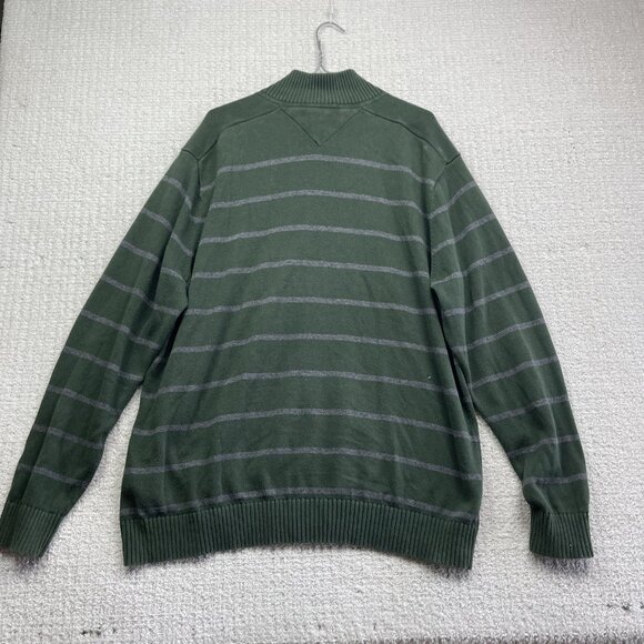 Tommy Hilfiger Men's Full Zip Sweater Jacket Size XL Forest Green Striped Casual - Picture 10 of 14